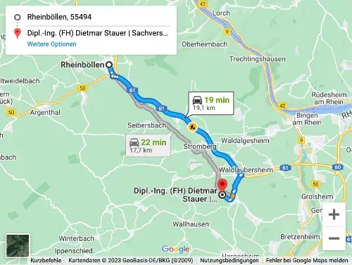 Anfahrt Rheinböllen nach KFZ Stauer Windesheim
