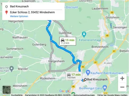 Anfahrt Bad Kreuznach nach KFZ Stauer Windesheim